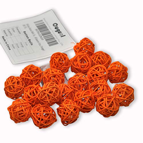 Product Cover 20pcs Wicker Rattan Balls Table Wedding Party Christmas Decoration (Diameter 1.2 Inch, Orange)