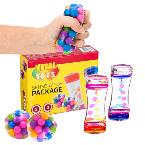 Product Cover VITAL TOYS Sensory Toy Package-Ideal Gifts for Children with Autism-Sensory Toys for Autistic Children-Squeeze Balls and Liquid Motion Timers -Toys for Special Needs Children - Autism Toys - 4 Pack