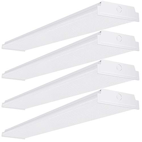 Product Cover 4ft LED Garage Shop Lights LED Wraparound Light Fixture, 50W 5500LM, 4000K Neutral White, Integrated Low Profile Linear Flush Mount Ceiling Lighting, 128W Fluorescent Tube Replacement, 4 Pack
