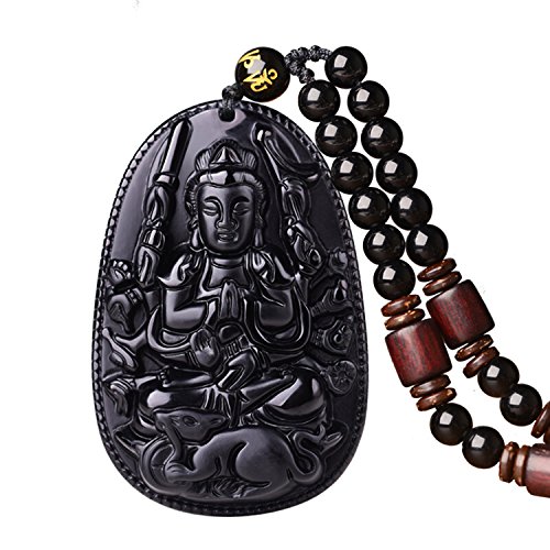 Product Cover 100% Pure Obsidian Natural Pendant Necklace Zodiac Bodhisattva Amulet Talisman