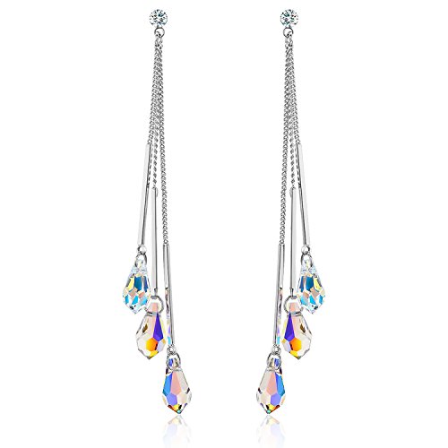 Product Cover SBLING Platinum-Plated Color Change Multi-Teardrop Earrings Made with Aurora Borealis Swarovski Crystals
