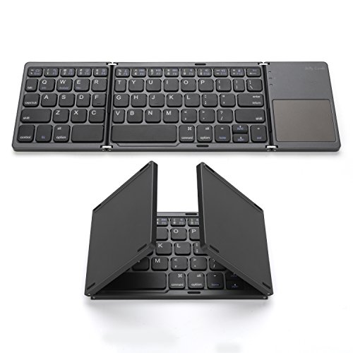 Product Cover Foldable Bluetooth Keyboard, Jelly Comb Pocket Size Portable Mini BT Wireless Keyboard with Touchpad for Android, Windows, PC, Tablet, with Rechargable Li-ion Battery