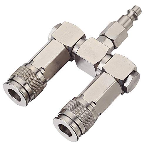 Product Cover FIXSMITH Air Hose Connector- 3pc Swivel Dual Air Coupler Kit, 2 Way Air Hose Splitter,1/4 In NPT,Compressor Swivel 360 Degrees Connectors.
