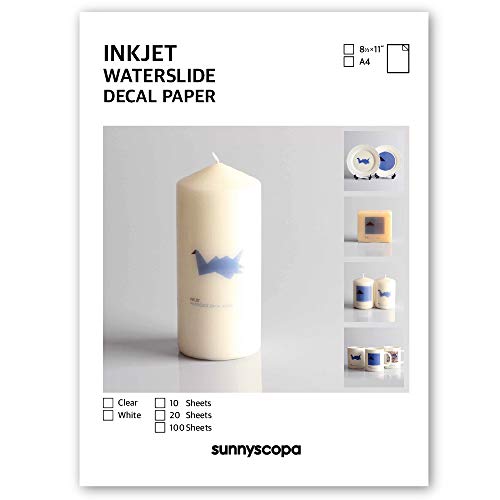 Product Cover Sunnyscopa Waterslide Decal Paper for INKJET Printer - WHITE, US LETTER SIZE 8.5