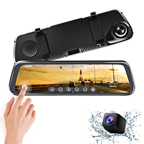 Product Cover CHICOM 9.66 inch Mirror Dash Cam Touch Full Screen ; 1080P 170° Full HD Front Camera;1080P 140°Wide Angle Full HD Rear View Camera；Time-Lapse Photography (V40-1080P)