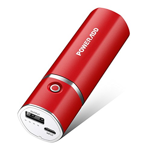 Product Cover POWERADD Slim 2 Portable Charger 5000mAh External Battery for iPhone, iPad, Samsung, HTC and More - Red