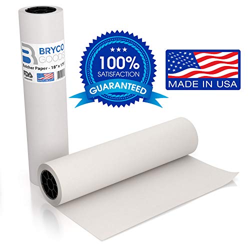 Product Cover White Kraft Butcher Paper Roll - 18 inch x 175 Feet (2100 inch) - Food Grade FDA Approved - Great Smoking Wrapping Paper for Meat of All Varieties - Made in USA - Unwaxed and Uncoated - Bryco Goods