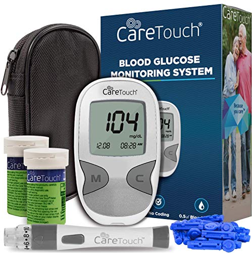 Product Cover Care Touch Diabetes Testing Kit - Care Touch Blood Glucose Meter, 100 Blood Test Strips, 1 Lancing Device, 30 gauge Lancets-100 count and Carrying Case