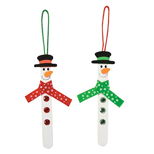 Product Cover Fun Express Craft Stick Snowman Ornament Craft Kit (Makes 12) Christmas Winter Decor, Holiday Arts & Crafts Supplies