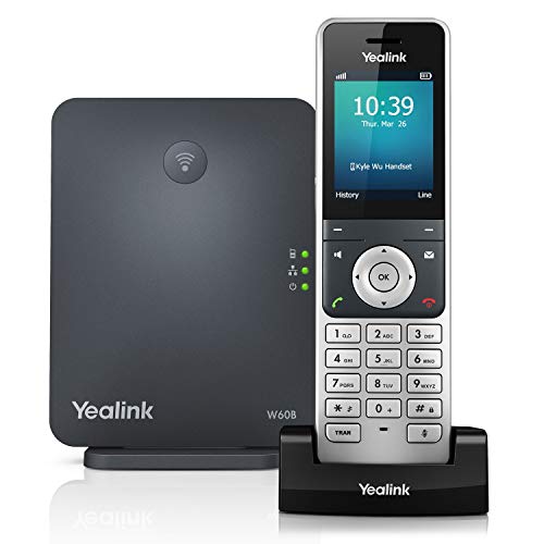 Product Cover Yealink W60P Cordless DECT IP Phone and Base Station, 2.4-Inch Color Display. 10/100 Ethernet, 802.3af PoE, Power Adapter Included