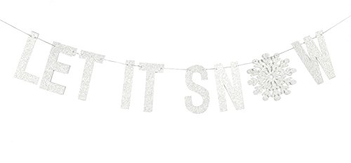 Product Cover Silver Glitter Let It Snow Garland Winter Banner with Snowflakes Holiday Wall Decoration Christmas Frozen Party Supplies SUNBEAUTY