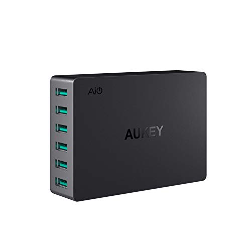 Product Cover AUKEY USB Wall Charger 6 Port 60W, Multi Port Desktop USB Charging Station, Compatible with iPhone 11/11 Pro/Max/XS/XR, iPad Pro/Air/Mini, Samsung Note8 / S8, and More