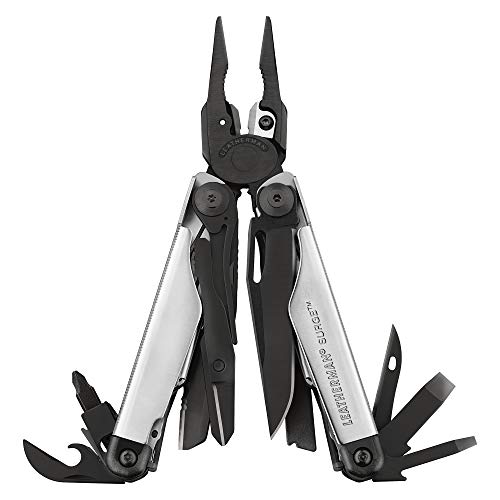 Product Cover LEATHERMAN - Surge Heavy Duty Multitool with Premium Replaceable Wire Cutters and Spring-Action Scissors, Limited Edition Black/Silver with Premium Nylon Sheath
