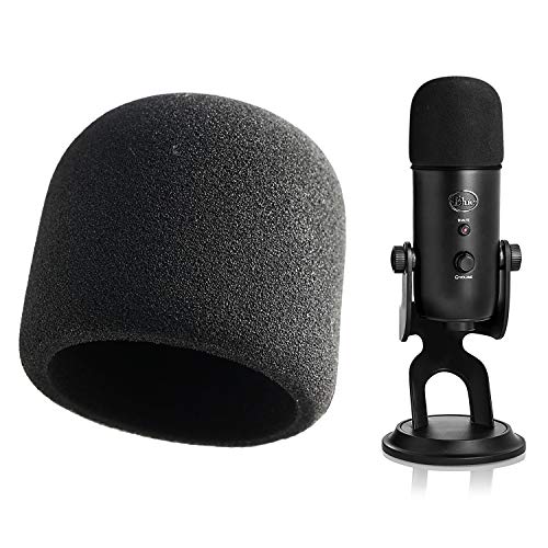 Product Cover Foam Microphone Windscreen - YOUSHARES Mic Cover Pop Filter for Blue Yeti, Yeti Pro Condenser Microphones (Black)