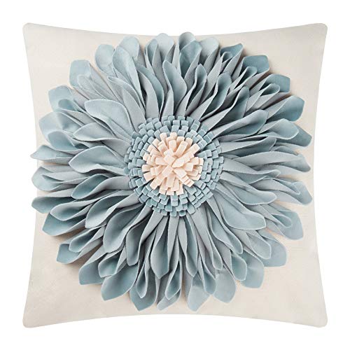 Product Cover OiseauVoler 3D Sunflowers Handmade Throw Pillow Cases Decorative Cushion Covers Canvas Pillowcases Home Sofa Car Bed Room Decor 18 x 18 Inch Blue