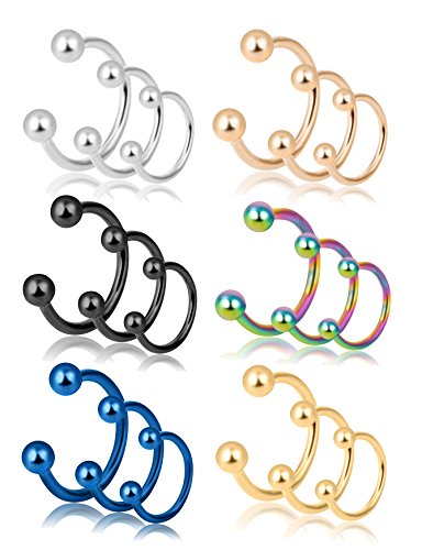 Product Cover REVOLIA 18-30Pcs 16G 316L Stainless Steel Nose Rings Cartilage Ear Septum Piercings Helix Tragus Horseshoe 6-14mm
