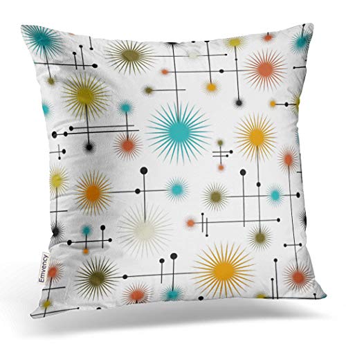 Product Cover Emvency Throw Pillow Cover Retro Starbursts A Go Decorative Pillow Case Home Decor Square 18 x 18 Inch Cushion Pillowcase