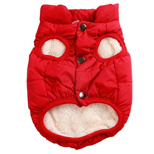 Product Cover JoyDaog 2 Layers Fleece Lined Warm Dog Jacket for Puppy Winter Cold Weather,Soft Windproof Small Dog Coat,Red XS