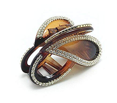 Product Cover Sumddy Women Elegant Butterfly Hairpin Large Fancy Rhinestones Claw Clip Jaw Clips for Thick Hair (Brown)