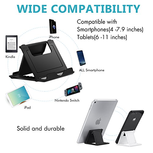 Product Cover Fynix Adjustable Cell Phone Stand for Desk, Foldable Tablet Stand and Universal Mobile Phone Holder 4 Pack (2Black+2White)