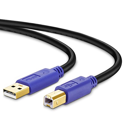Product Cover Printer Cable 20Ft, Tanbin 20Feet Hi-Speed USB 2.0 Type A Male to Type B Male Printer Scanner Cable for HP, Canon, Lexmark, Epson, Dell, Xerox, Samsung etc