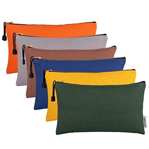 Product Cover ANPHSIN 6 Pack Canvas Tool Bags Heavy Duty 16 oz. Canvas Tool Multipurpose Pouch Tote Bag with Dependable Metal Zippers