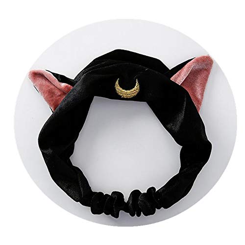 Product Cover Cute Cat Usagi Moon Cosmetic Hairband Shower Headband (Black)