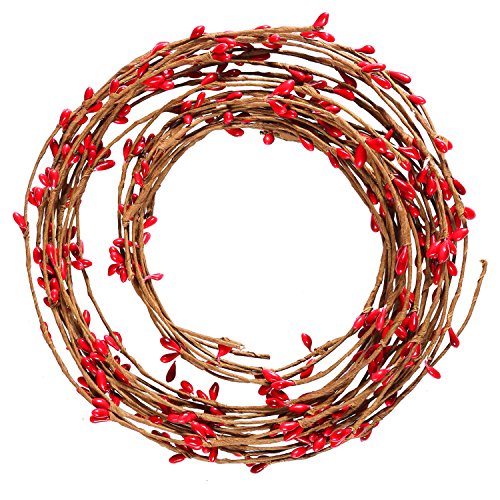 Product Cover Resinta Red Pip Berry Garland Red Single Ply Pip Berry Garland for Christmas Craft Décor or Celebrations Embellishing, 42 Feet
