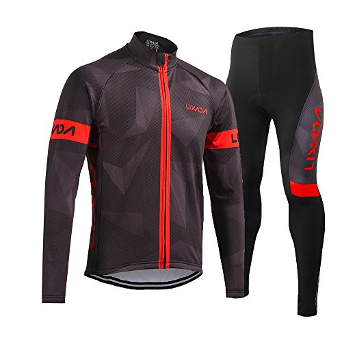 Product Cover Lixada Men's Cycling Jersey Suit Winter Thermal Fleece Long Sleeve Mountain Bike Road Bicycle Shirt with 3D Tights Padded Pants