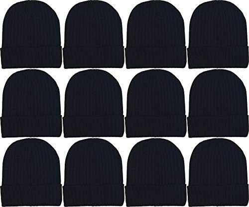Product Cover 12 Pack Winter Beanie Hats for Men Women, Warm Cozy Knitted Cuffed Skull Cap, Wholesale