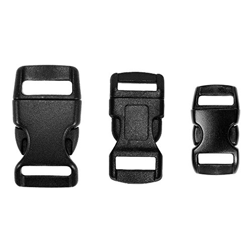 Product Cover Paracord Planet 60 Pack - 3/8, 1/2, and 5/8 inch Black Contoured Side Release Buckles (20 Each)