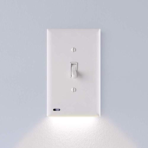 Product Cover 1 Pack - SnapPower SwitchLight - LED Night Light - For Light Switches - Light Switch Wall Plate With Built-In LED Night Lights - Bright/Dim/Off Options - Automatically On/Off Sensor - (Toggle, White)