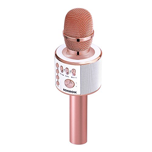 Product Cover BONAOK Wireless Bluetooth Karaoke Microphone,3-in-1 Magic Sound Portable Handheld Karaoke Mic Speaker Machine Home Party Birthday for iPhone/Android/iPad/Sony/PC/All Smartphone(Rose Gold)