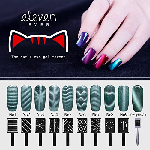Product Cover 10PCS/SET Nail Art Magnet Stick Cat Eyes Magnet for Nail Gel Polish 4d Line Strip Effect Strong Magnetic Pen Tools