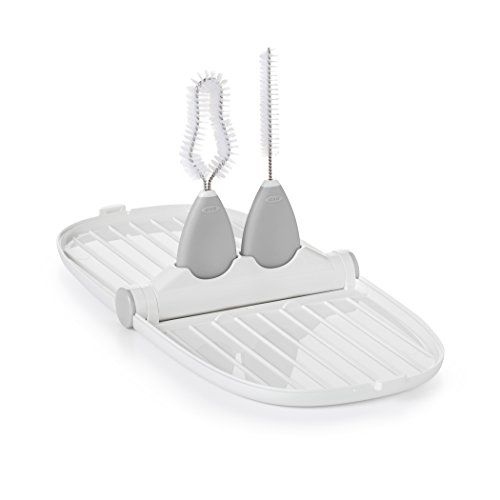 Product Cover OXO Tot Breast Pump Parts Compact Drying Rack with Detail Brushes, Gray