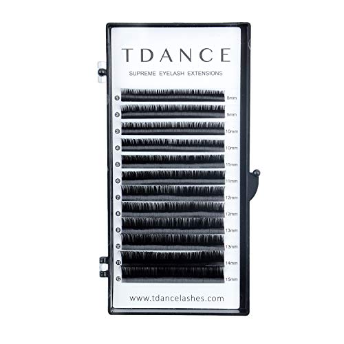 Product Cover TDANCE Premium D Curl 0.18mm Thickness Semi Permanent Individual Eyelash Extensions Silk Volume Lashes Professional Salon Use Mixed 8-15mm Length In One Tray (D-0.18,8-15mm)
