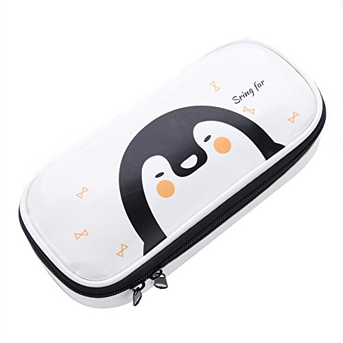 Product Cover Office Students Pencil Case Super Large Multifunction White Penguin Pencil Pen Bag for Stationery Accessories, Cosmetics, Documents, Daily Essentials,White ¡­