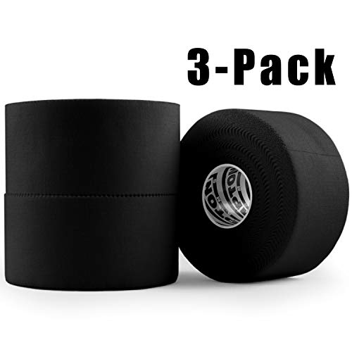 Product Cover Black Athletic Tape - 45ft Per Roll - No Sticky Residue & Easy to Tear - for Sports Athletes & Crossfit Trainers as First Aid Injury Wrap: Fingers Ankles Wrist - 1.5 Inch x 15 Yards per Roll (3 Pack)