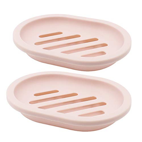 Product Cover TOPSKY 2-Pack Soap Dish with Drain, Soap Holder, Soap Saver, Easy Cleaning, Dry, Stop Mushy Soap (Pink)