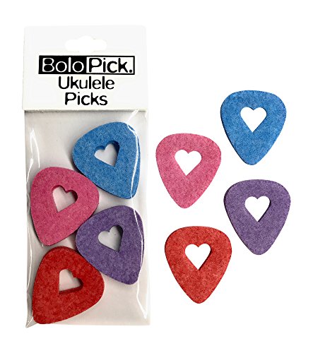 Product Cover BoloPick Felt Ukulele Picks, with Easy to Hold Heart Shape Cutout, 8 Pack, Multi