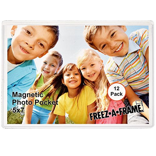 Product Cover 12 Pack 5 x 7 Magnetic Picture Frames Pockets Sleeves Holds 5 x 7 Inches Photo for Refrigerator by Freez-A-Frame