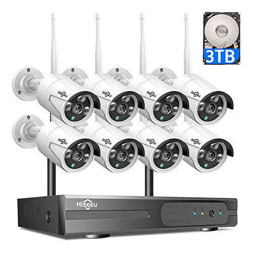 Product Cover 【3TB HDD Pre-Install 】 8 Channel HD 1080P Wireless IP Camera System/IP Security Camera System 8Pcs 2.0 Megapixel 1080P Wireless IR Bullet Camera,Indoor/Outdoor,WiFi 8CH Home Security System HisEEu