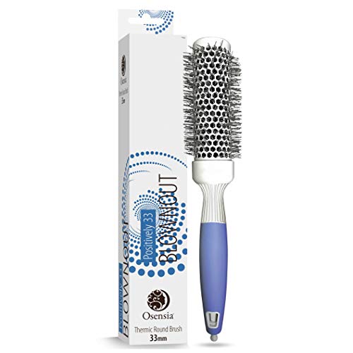 Product Cover Professional Round Brush for Blow Drying - Small Ceramic Ion Thermal Barrel Brush for Sleek, Precise Heat Styling and Salon Blowout - Lightweight, Antistatic Bristle Hair Brush by Osensia - 1.3 Inch