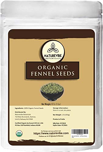 Product Cover Naturevibe Botanicals Organic Fennel Seeds 1lb, Foeniculum Vulgare | Gluten Free & Non-GMO | Adds Flavor | Add to Healthy snacks
