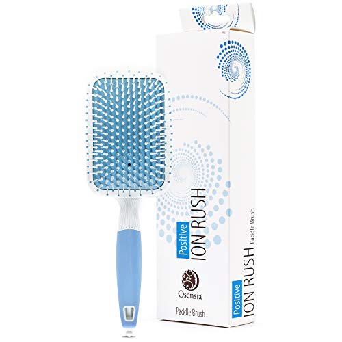 Product Cover Hair Paddle Brush with Ionic Minerals - Thick Hair Detangler Brush for Hair Styling, Blow Drying, Straightening - Gentle Bristles, Easy Comfort Grip Flat by Osensia - Paddle Brush