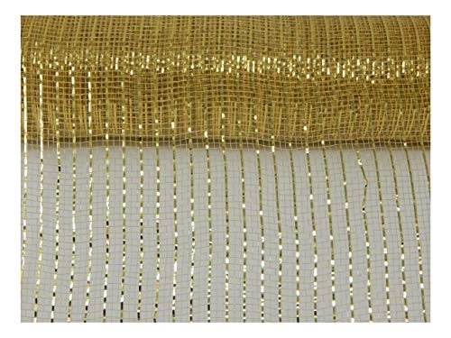 Product Cover Floral Supply Online - 10 inch x 30 feet Metallic Deco Poly Mesh Ribbon (Gold, 10