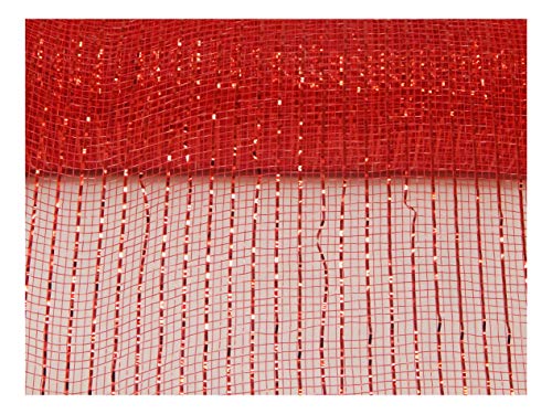 Product Cover Floral Supply Online - 10 inch x 30 feet Metallic Deco Poly Mesh Ribbon (Red, 10