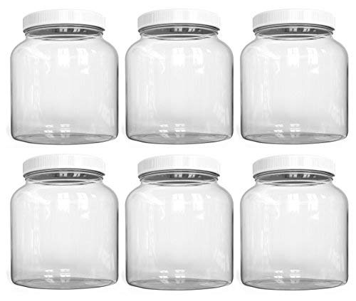 Product Cover KombuJars ½ Half Gallon GLASS Jars 64 oz Airtight Lined Seal Plastic Lid Cap, Wide Mouth Jar, Brewing Fermenting Kombucha, Storage Bottles Kefir Canning, Clear, Multi-use Mason (6)