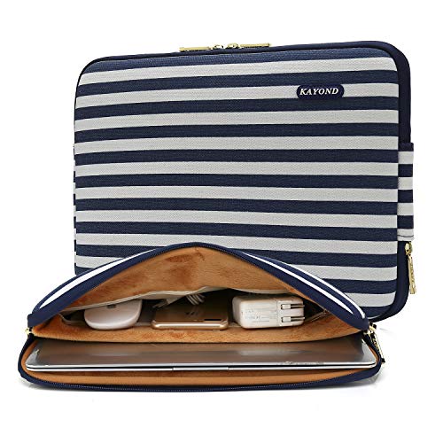 Product Cover Kayond Canvas Water-Resistant 11 inch Canvas Laptop Sleeve with Pocket 11 inch 11.6 inch Laptop case MacBook air 11 case MacBook 12 Sleeve Tablet (11-11.6 inches, Breton Stripe)