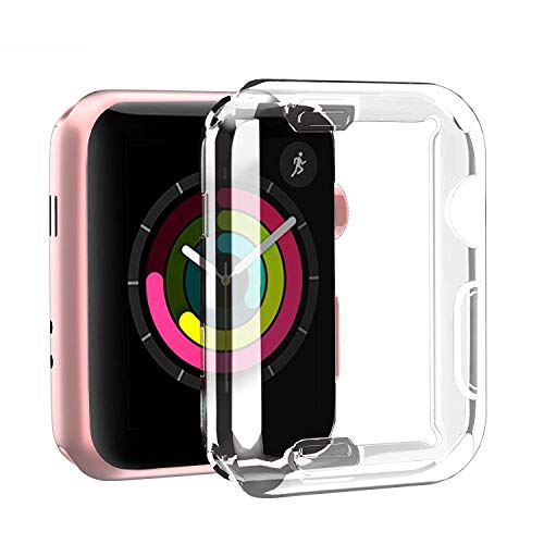 Product Cover Smiling Clear Case for Apple Watch 42mm with Buit in TPU Screen Protector All-Around Protective Case High Defination Clear Ultra-Thin Cover for Apple Watch 42mm Series 3 and Series 2(2 Pack)